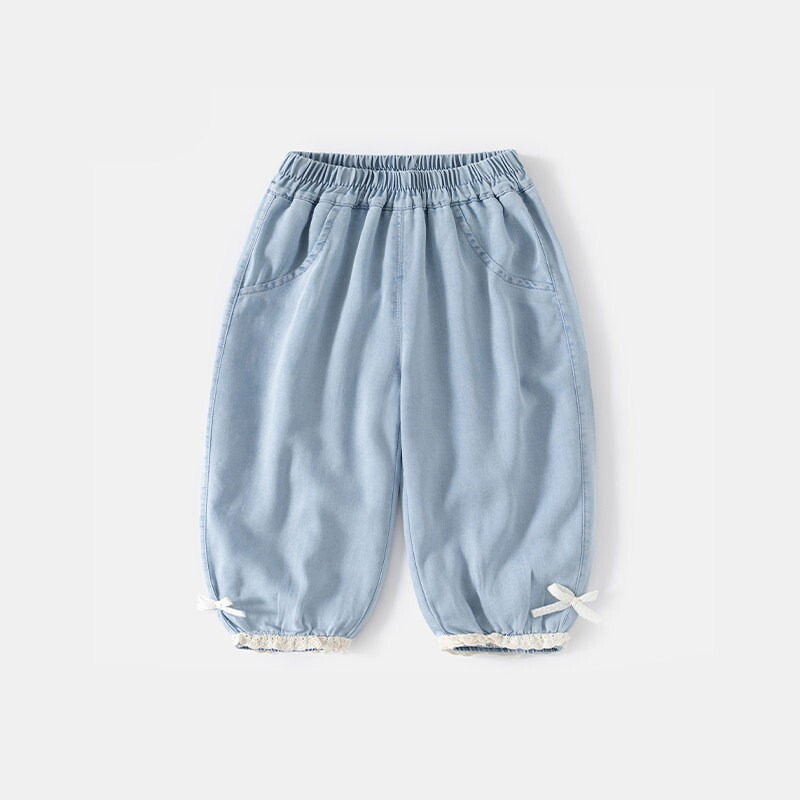 英国DHWA女童裤子春装洋气女宝宝休闲裤春季儿童天丝牛仔裤春秋款