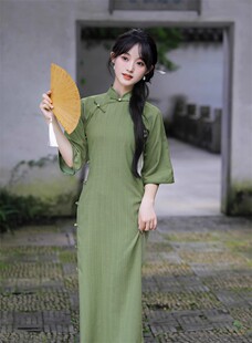 古法传统全开襟平裁曳地旗袍少女文艺复古优雅长款2025秋季新款