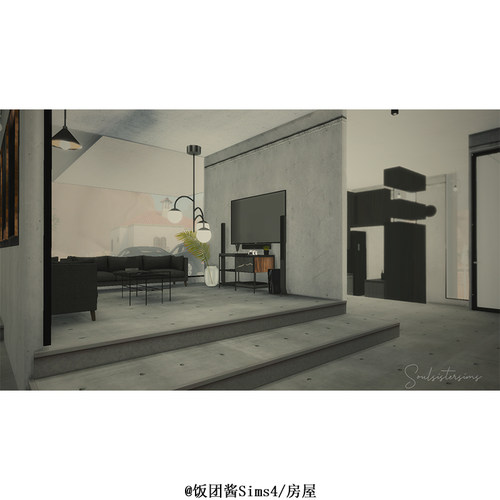 模拟人生4房屋14丨有CC房屋丨黑色低沉丨40x30房子含家具建材mod
