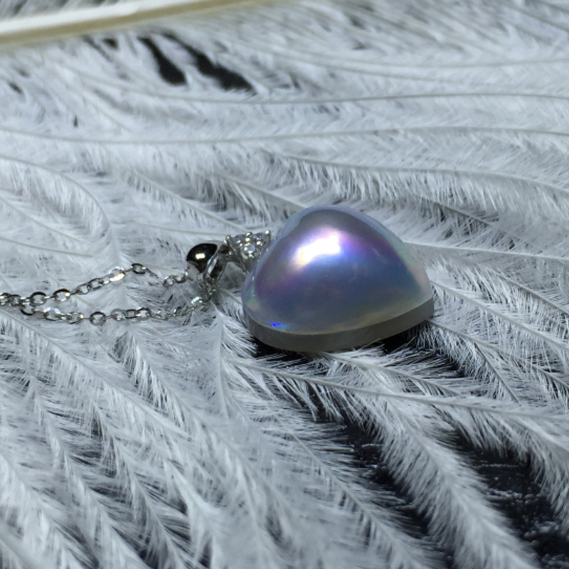 珍珠鸟珠宝配饰18k金12-13mm海水马贝珠爱心型吊坠项链女强光无瑕