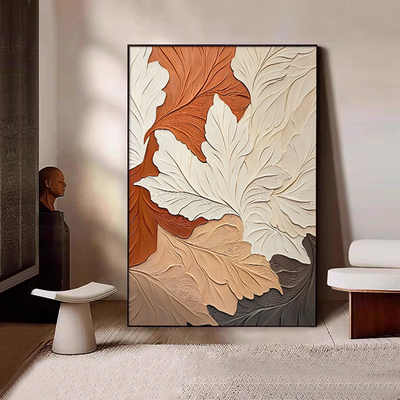 简约橙色大芬村手绘油画奶油风玄关装饰画肌理感沙发背景墙落地画