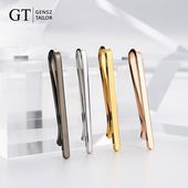 GT绅诚 商务高档轻奢 简约珠宝级不锈钢镀金礼盒装 领带夹男士 经典