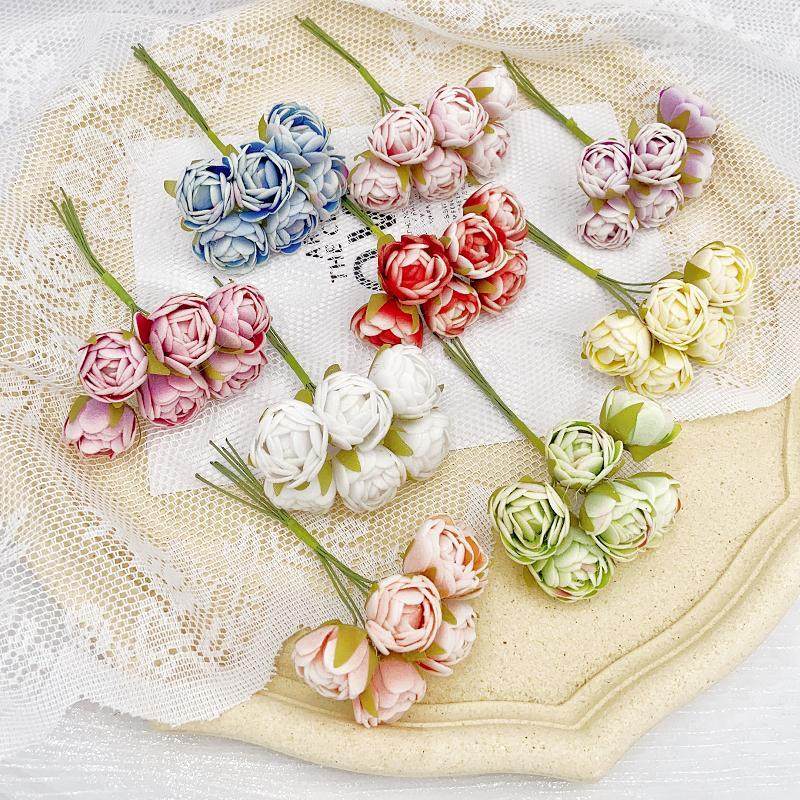 diy手作材料 花环材料仿真花 富贵色 公主玫瑰苞 新料喜糖盒配件