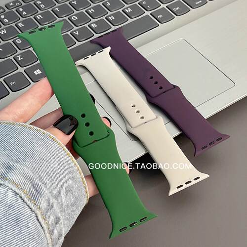 高级感新配色硅胶纯色适用苹果applewatchs10表带s987代SE男女s11