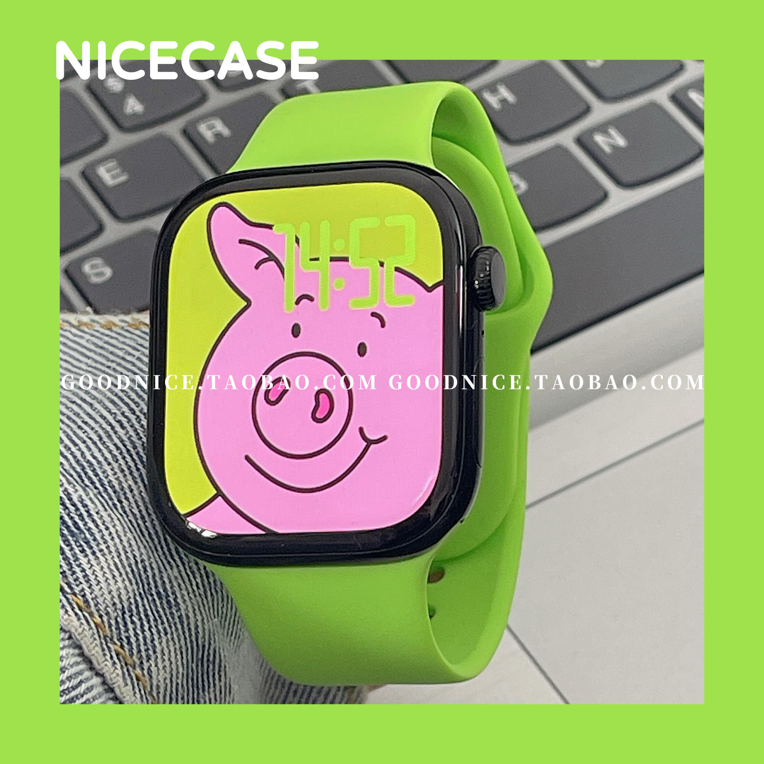 适用2025新款荧光绿运动硅胶表带适用苹果iwatchs10代s9876se时髦