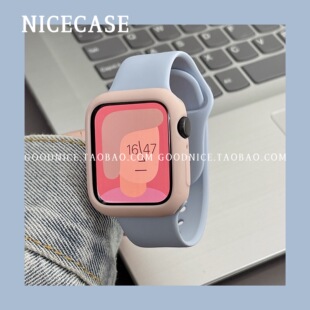 nicecase新显白纯色硅胶表带壳框适用s10苹果AppleWatch98手表s11