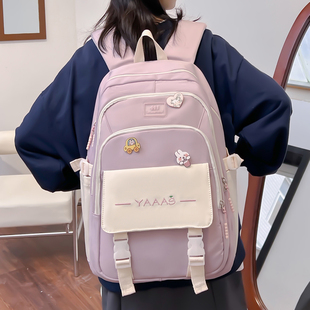 初一书包初中女生大容量中学生2024新款女孩高颜值简约多层韩版软