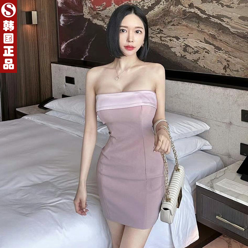 韩国东大门代购设计师款晚装小礼服性感抹胸裙包臀短款连衣裙修身