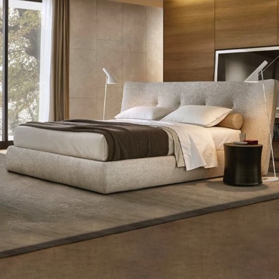 JOEL意式极简宽屏布艺床现代简约别墅大床轻奢设计师家具厂家直销