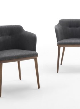 porada北美黑胡桃实木沙发椅北欧意式简约现代餐椅传世家具定制