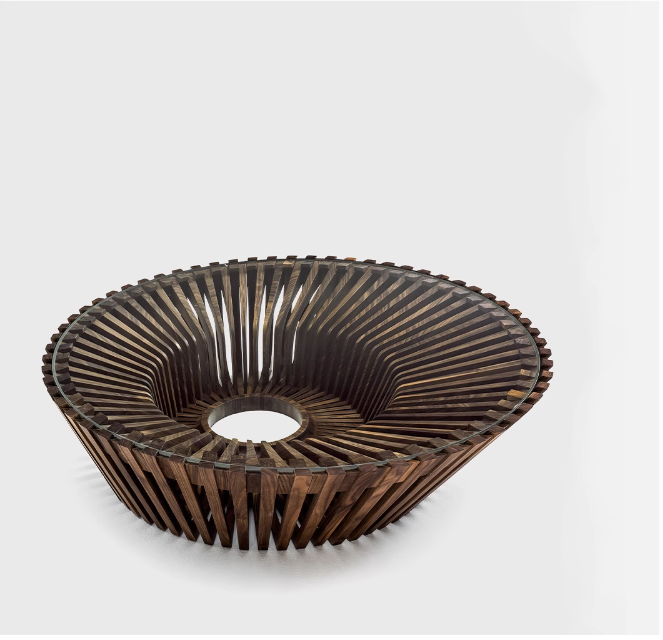 爆款北美黑胡桃飞碟餐桌天平原木茶几艺术大师设计别墅椭圆桌定制