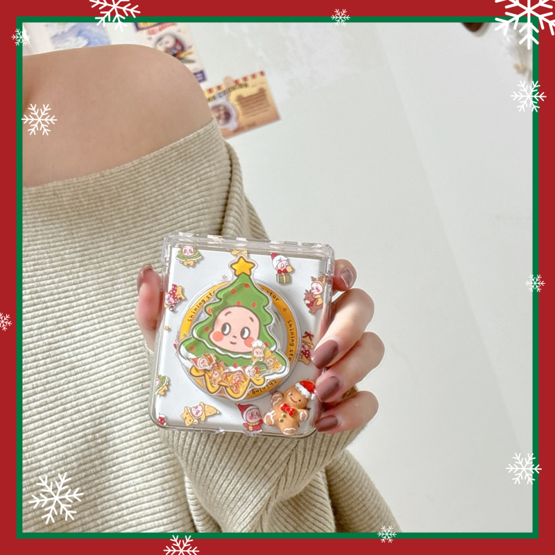 ins韩系卡通圣诞树星星人适用华为puraX手机壳Pocket2磁吸支架小米MIXFlip折叠屏OPPOFindN3Flip荣耀MagicV套