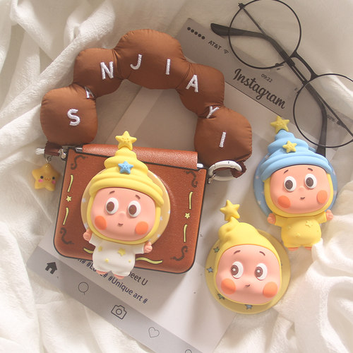 ins秋冬立体可爱星星人适用华为puraX手机壳Pocket2磁吸支架小米MIXFlip折叠屏OPPOFindN3Flip保护套女款