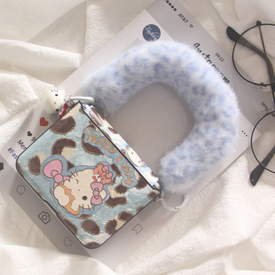 韩系豹纹卡通小熊KT猫适用华为Purax手机壳pocket2小米MIXFlip荣耀vflip摩托罗拉Razr60手链oppofindn3flip套