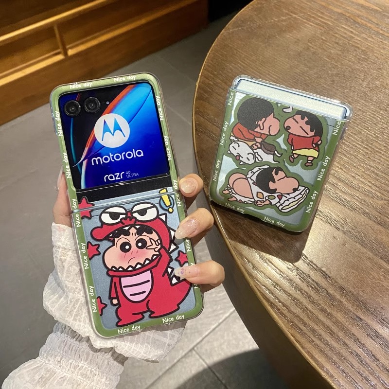 ins韩风卡通可爱鳄鱼装蜡笔小新适用摩托罗拉motorazr60ulta手机壳Razr50防摔Razr6pro全包razr40ulta保护套