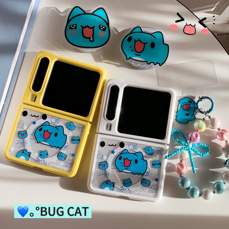 ins日韩卡通可爱猫猫虫咖波适用华为Pura X手机壳创意新款Pocket 2磁吸支架小米mixflip2折叠屏保护套手链女