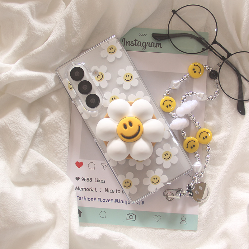 韩系ins笑脸向日葵适用三星zfold7手机壳折叠屏fold5立体磁吸支架FOLD6手链W24防摔ZFold3个性W23保护套w22女