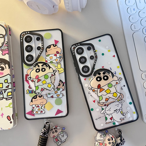 ins韩风卡通睡衣蜡笔小新小白适用三星GalaxyS26Ultra手机壳s24plus磁吸支架S25ultra手链s25+防摔保护套女