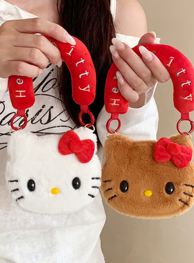 ins日韩秋冬毛绒卡通可爱KT猫适用三星Zflip7手机壳个性手提zflip6折叠屏zflip5防摔w23flip手链zflip4保护套