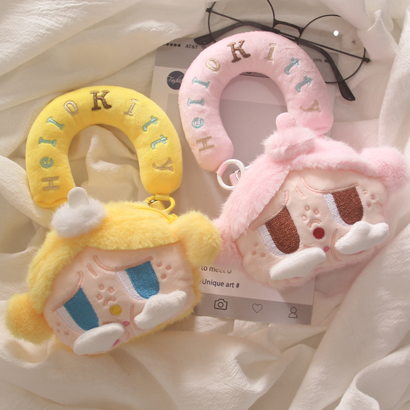 ins日韩秋冬毛绒可爱卡通哭娃适用华为Purax手机壳pocket2小米MIXFlip摩托罗拉Razr60零钱包oppofindn3flip套