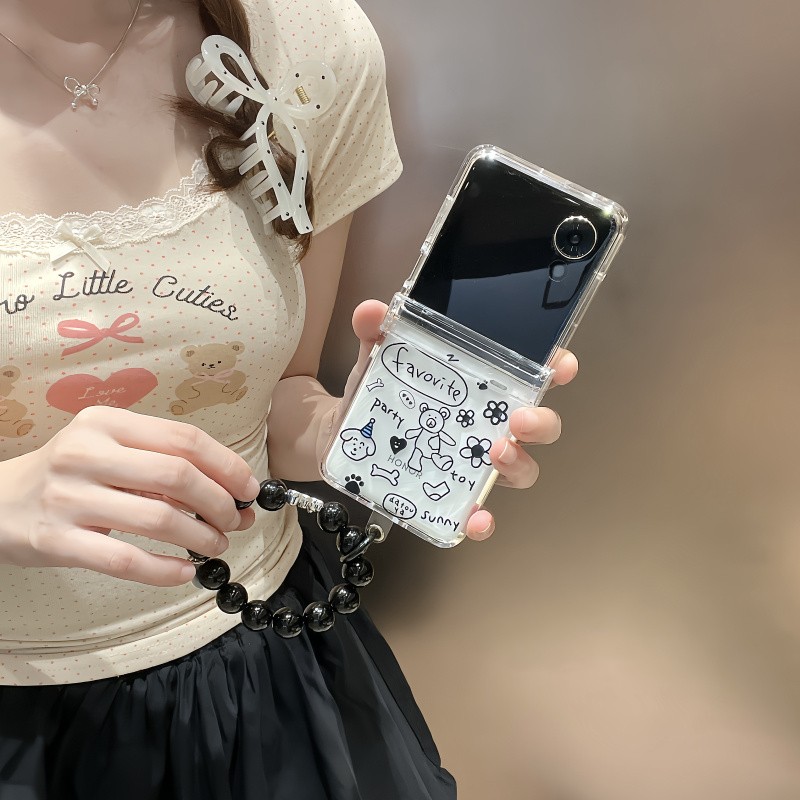 韩系ins卡通可爱小熊小狗狗适用摩托罗拉motorazr60ulta手机壳Razr50防摔Razr6pro手链razr40ulta保护套女款