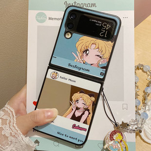 适用华为PuraX手机壳Pocket2日韩ins镜子卡通美少女战士OPPOFindN3Flip折叠屏三星ZFlip7 5小米mixflip2壳