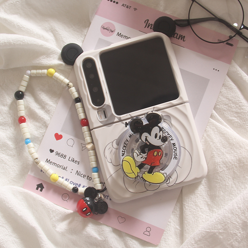 ins韩系卡通立体耳朵米奇磁吸适用华为Purax手机壳pocket2支架oppofindn3flip荣耀MagicV小米MIXFlip2保护套