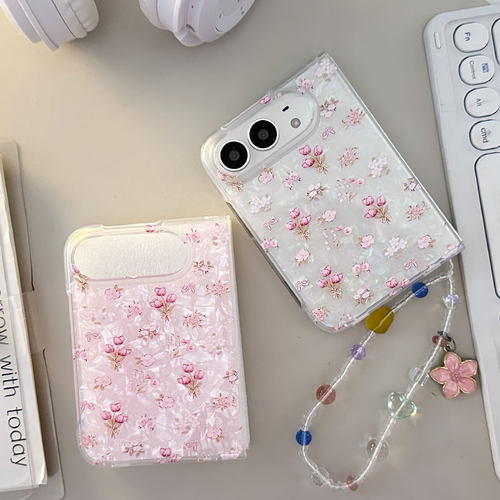 ins文艺玫瑰花得适用iPhoneDuo手机壳18Duo保护套IP双层硬壳手链新款折叠屏iPhoneDuo防摔套个性翻盖套网红款