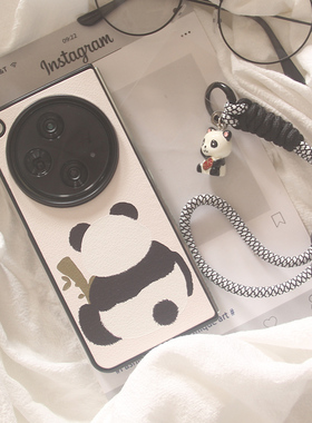 ins中国风卡通可爱小熊猫适用华为MATEX6手机壳matex5/x3典藏版折叠屏OPPOFindN2小羊皮OPPO find n5保护套女