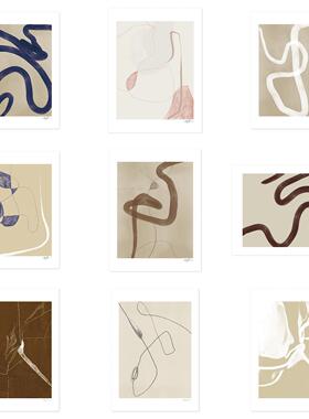 Anna Johansson抽象艺术海报卧室客厅玄关柜装饰画民宿奶油风挂画