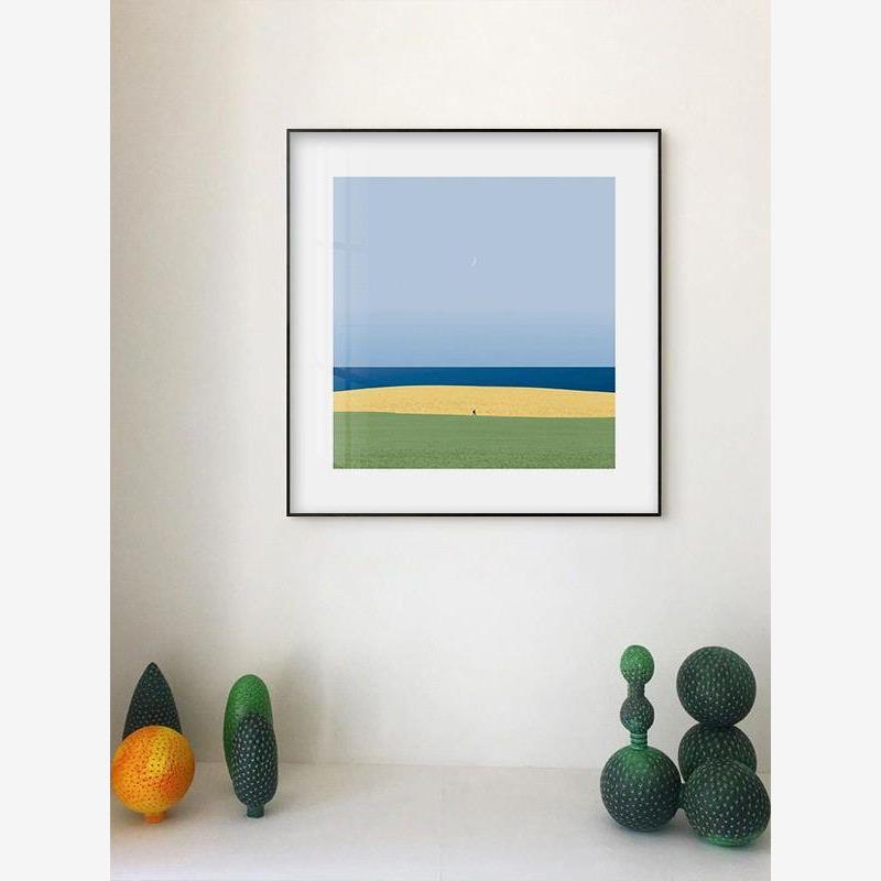 莫兰迪抽象风景装饰画创意时尚海天空挂画客厅卧室酒店壁画图片