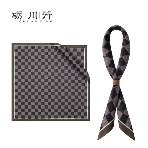 复古棋盘仿羊毛男士中方巾百搭