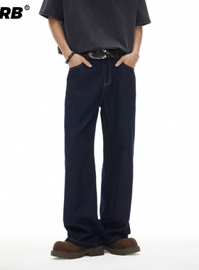RHRB男士直筒丹宁原色牛仔裤男女夏季莱赛尔a字休闲宽松阔腿裤子