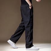 男士 2025秋季 加绒宽松直筒黑色工装 高端日系复古阔腿休闲裤 裤 子男