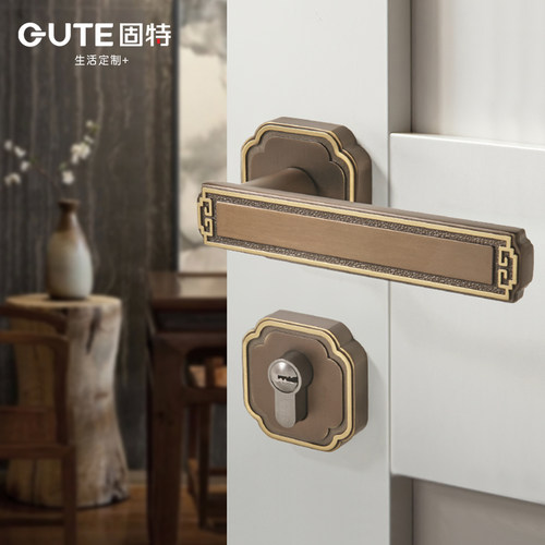 固特新中式门锁复古静音磁吸