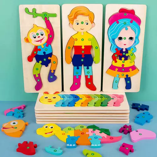 Игрушка для мальчиков и девочек, конструктор Монтессори, деревянная трехмерная головоломка для младенца, раннее развитие, 3 лет