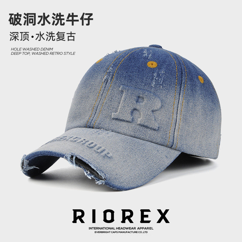 新款牛仔破洞男女帽子