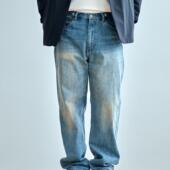 老芬staph日本进口赤耳丹宁牛仔面料洗水造旧牛仔裤 denim 13oz
