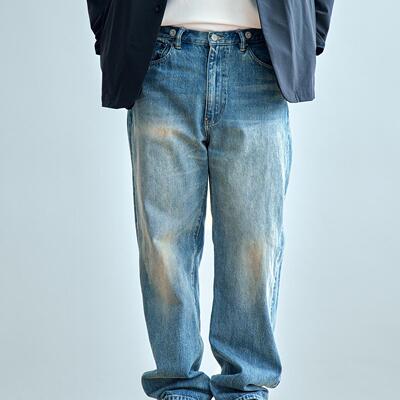老芬staph日本进口赤耳丹宁牛仔面料洗水造旧牛仔裤denim 13oz