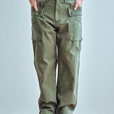 老芬staph 日本进口重磅人字纹鱼骨纹面料蜡染工装休闲裤 P44 HBT