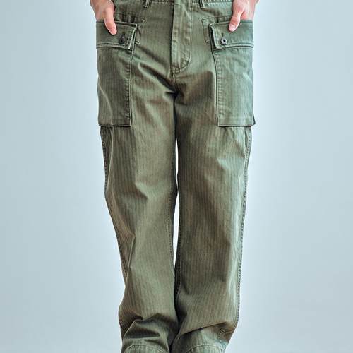 老芬staph 日本进口重磅人字纹鱼骨纹面料蜡染工装休闲裤 P44 HBT