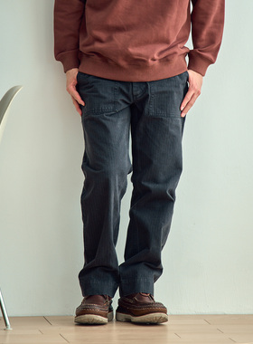 staph 老芬 日本进口面料蜡染人字纹重磅OG-107工装裤