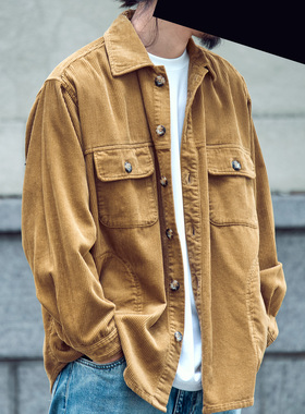 STAPH老芬日本进口灯芯绒面料宽松长袖衬衫夹克外套