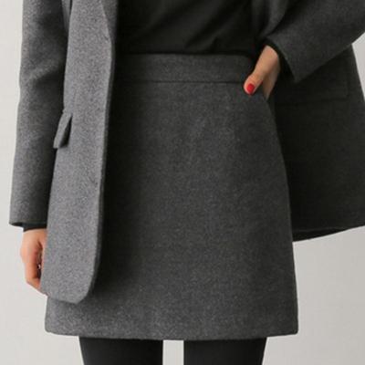 毛呢半身裙2024爆款秋冬高腰外穿