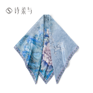 女士高端新中式 2026新款 高级感双面异色披肩送礼 绘花双华