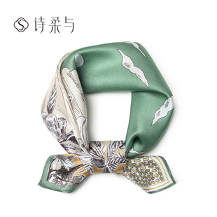 高级感围巾女小清新围脖 小方巾女100%桑蚕丝领巾丝巾女2026新款