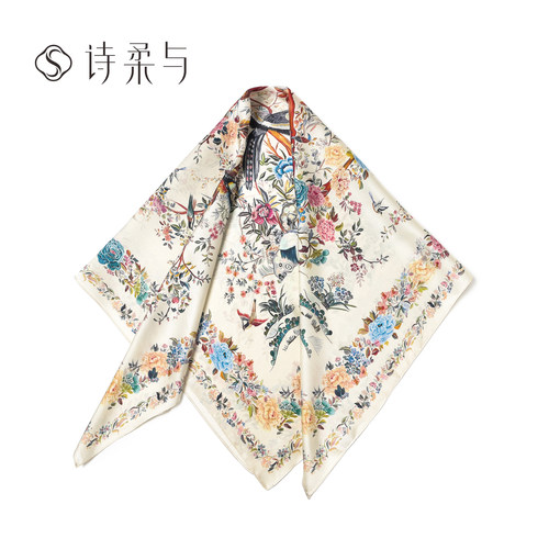 2026新款女士方巾桑蚕丝印花大方巾春夏薄披肩仙女风时尚百搭