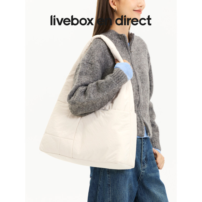 livebox单肩包大容量包包托特包女通勤电脑包白色hobo小众