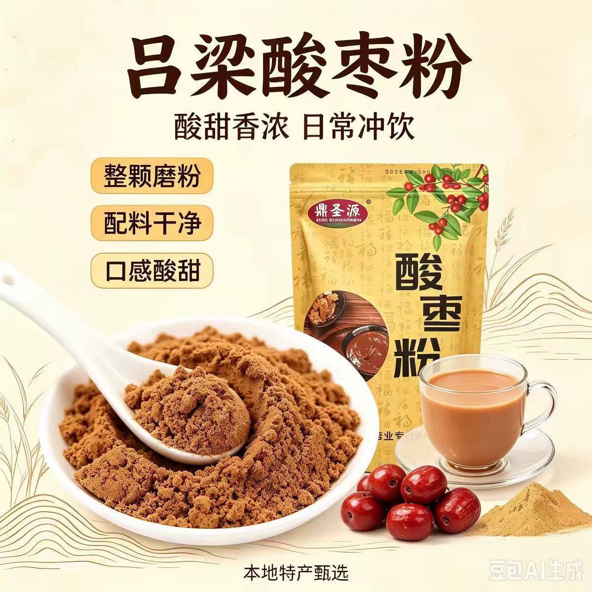 酸枣面山西吕梁特产纯天然野生酸枣粉酸枣酸枣仁整颗研磨熟粉冲泡