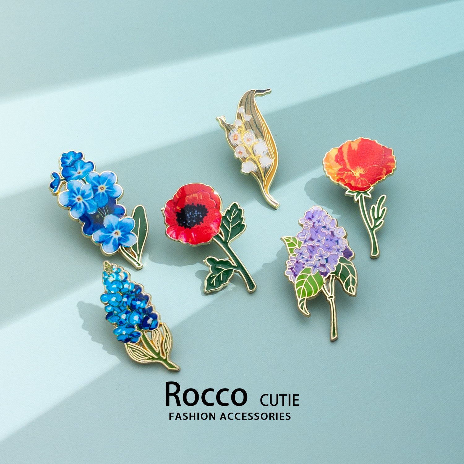 勿忘我花羽扇豆绣球花铃兰花朵胸针卡通可爱金属徽章别针配饰品女